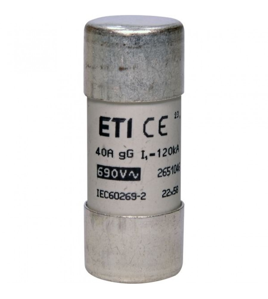 ETI CH22×58 gG cilindrinis saugiklis, 40 A, 690 V