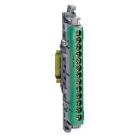 IP 2X gnybtų blokas – įžeminimas (žalias) – 1 x 6 – 25² – 12 x 1,5 – 16² –L. 113 mm
