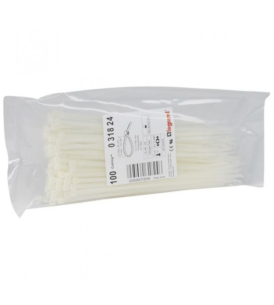 Kabelio raištis Ritinys - 3,5 mm - P 180 mm - paketėlis 100 vnt - bespalvis Kabelio raištis Ritinys - 3,5 mm - P 180 mm - paketėlis 100 vnt - bespalvis