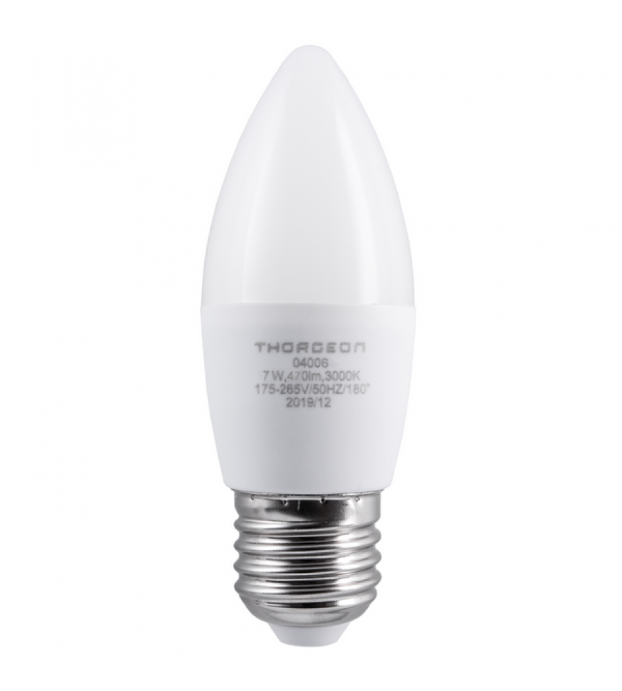 LED lemputė 7W E27 B35 3000K 470lm THORGEON