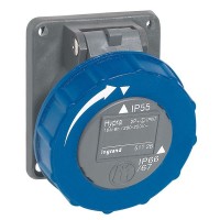 Skydelio montavimo lizdas Hypra - IP 66/67-55 - 200/250 V~ - 16 A - 2P+E - plastikinis