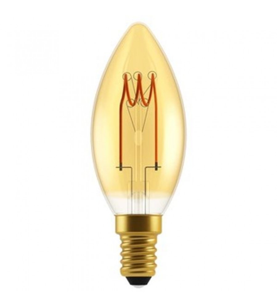 LED kaitrinė lemputė – žvakė C35 E14 2.5W 136lm 1800K auksinė 320° – reguliuojama LED kaitrinė lemputė – žvakė C35 E14 2.5W 136lm 1800K auksinė 320° – reguliuojama