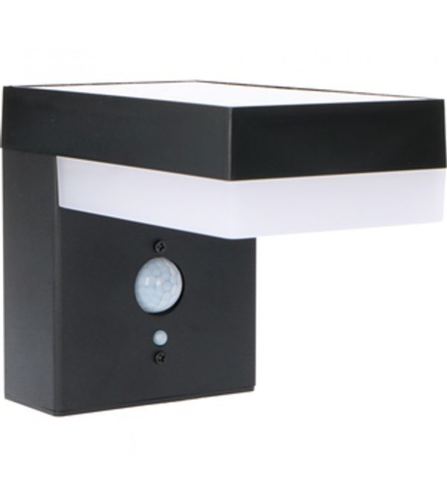 Lauko saulės lemputė – sieninis šviestuvas 3,3W 600lm 2700K IP44 – Jutiklis – juodas