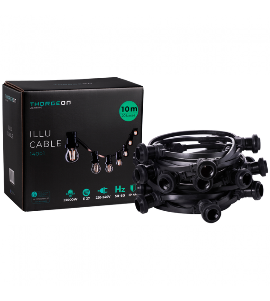 ILLU Cable E27 11,5m 20 bazių IP44 -0,5m- THORGEON