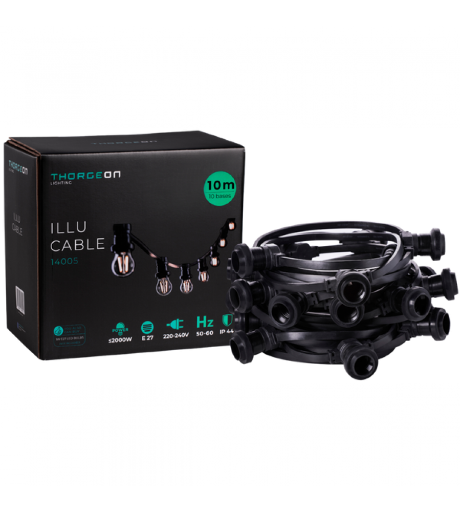 ILLU Cable E27 11,5m 10 bazių IP44 -1m- THORGEON