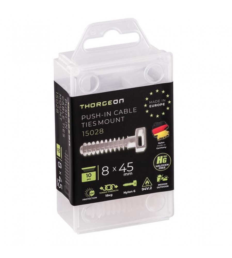 Sraigtinis balno kabelio atramas 8x45 baltas (10 vnt) THORGEON