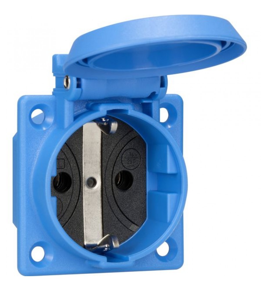 ABL 1661050 – mėlynas įmontuojamas SCHUKO lizdas, 16 A, 250 V, IP54