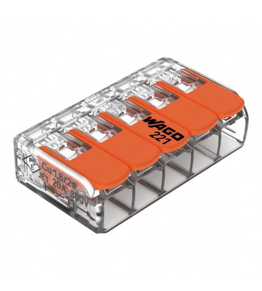 UNIVERSALI LAIDŲ JUNGTIS 5X 0.08-4MM2 32A WAGO 221-415 1VNT