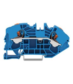 2 laidų maitinimo gnybtų blokai paskirstymo dėžėms; su mygtuku; 16 mm²; šoninis ir centrinis žymėjimas; DIN bėgiui 35 x 15 ir 35 x 7,5; Įstumiamas CAGE CLAMP®; 16,00 mm²; mėlyna