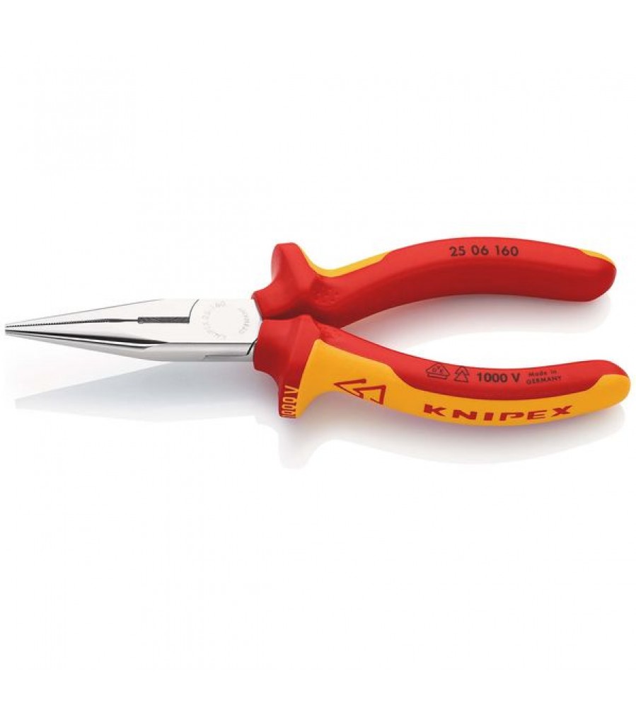 KNIPEX 25 06 160 SB izoliuotos ilganosės replės su kirpimo briaunomis, 160 mm
