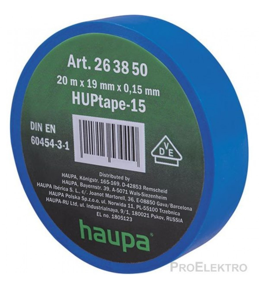 Elektros izoliacinė juosta 19 mm x 20 m mėlyna