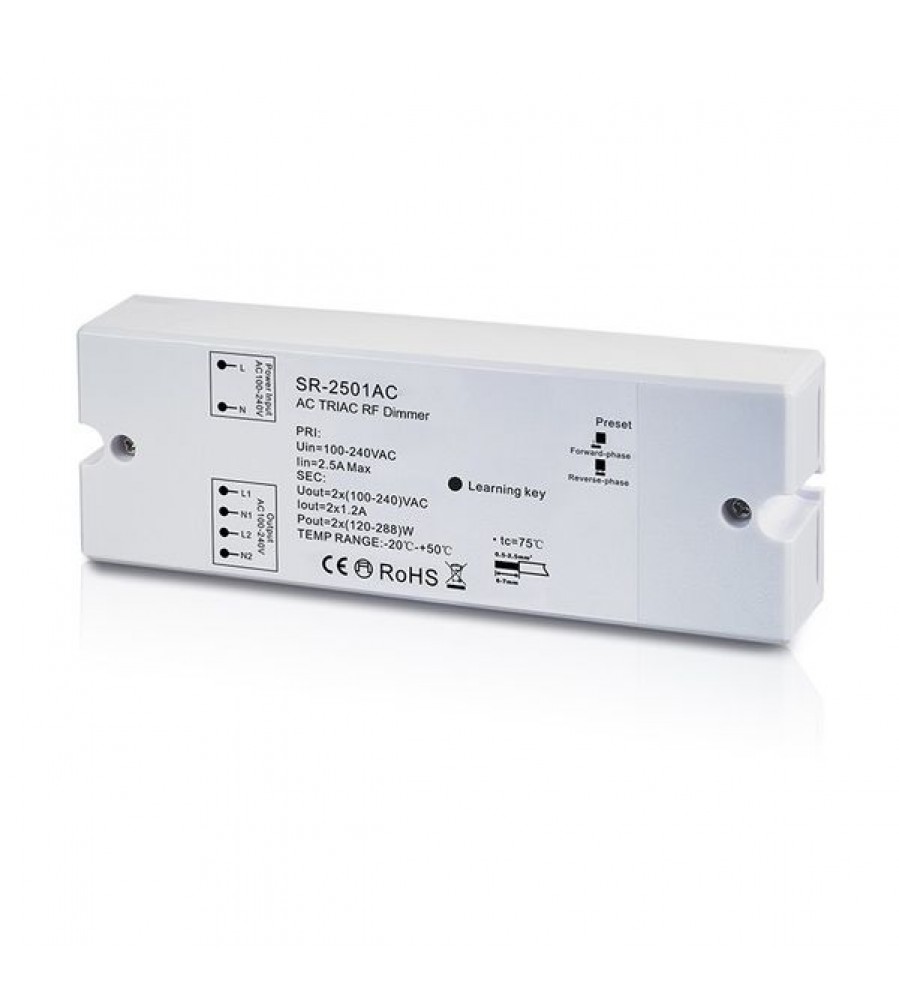 LED Easy-RF imtuvas 230V TRIAC 2 kanalai. SR-2501AC