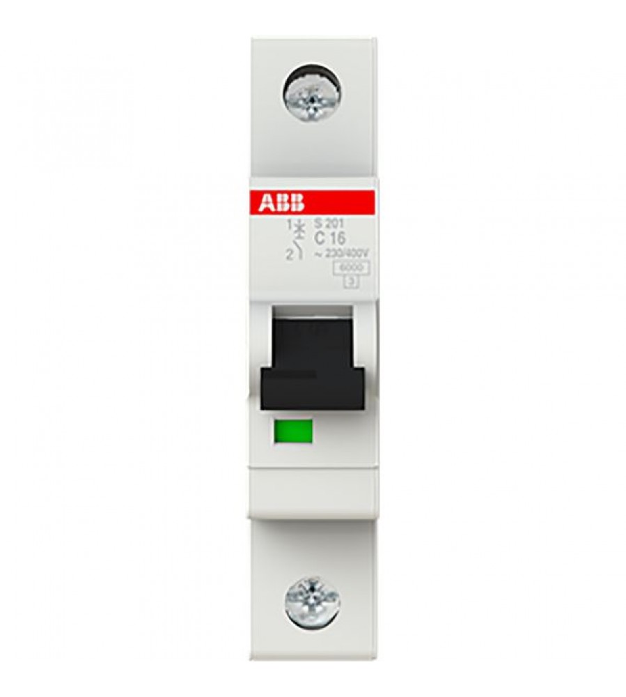 ABB S201‑C16 miniatiūrinis grandinės pertraukiklis – 1P C‑karakteristika, 16 A 