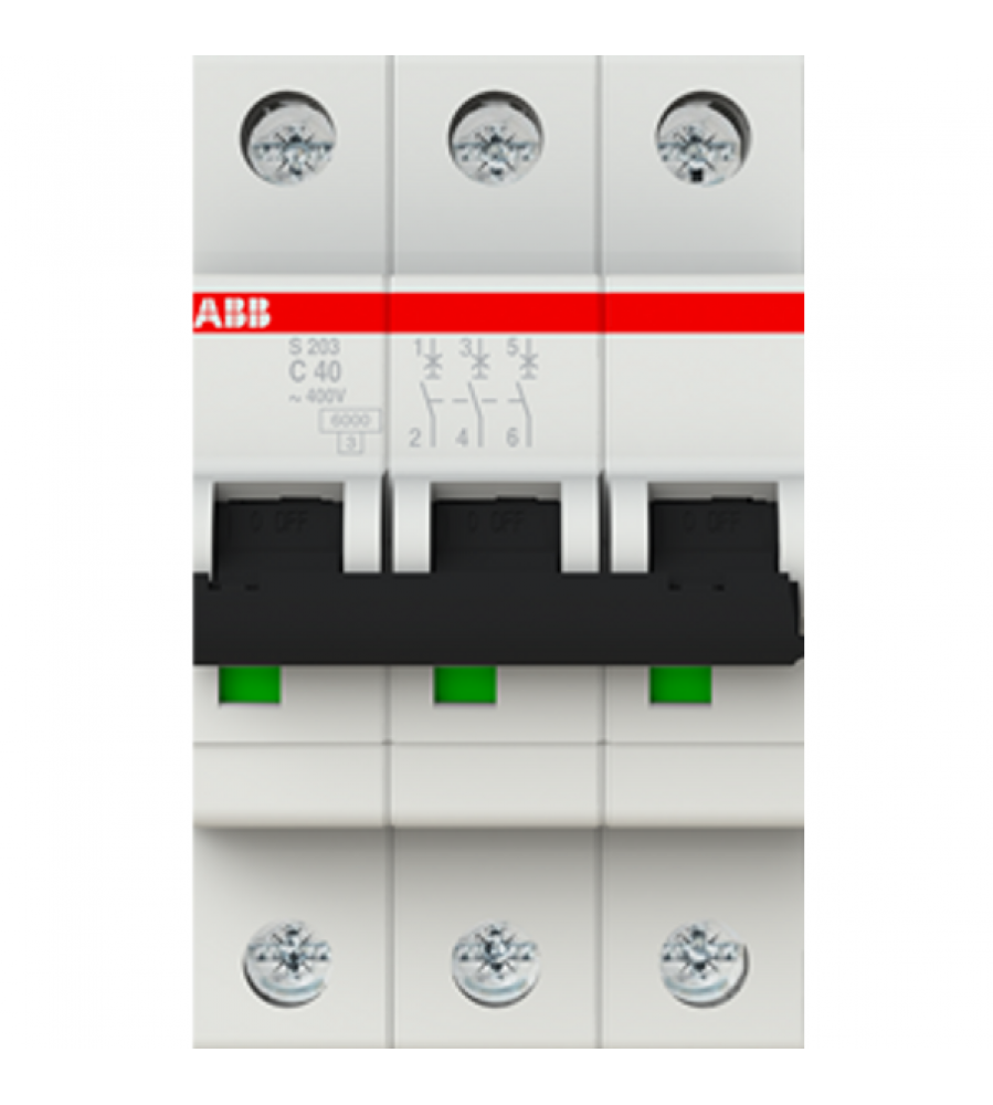 ABB S203-C40 automatinis jungiklis, 3P, 40 A, C, 6 kA