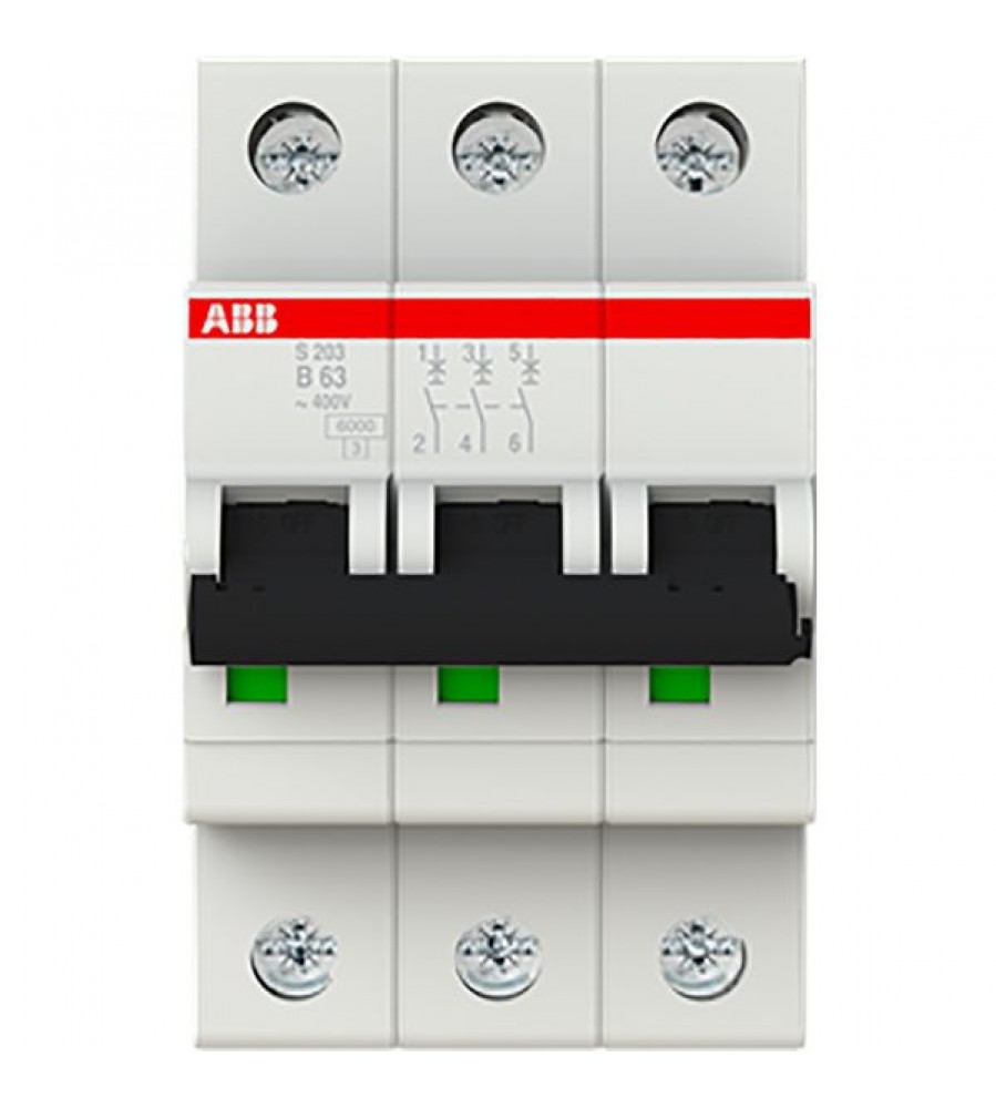 ABB S203-B63 (2CDS253001R0635) – 3 fazių automatinis jungiklis, 63 A, B charakteristika