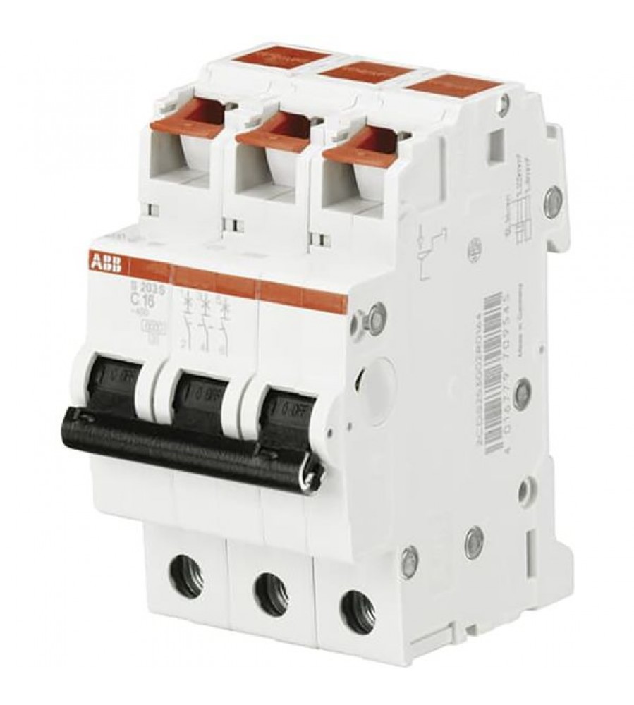 ABB S203S-C16 automatinis jungiklis, 3P, 16 A, C, 6 kA