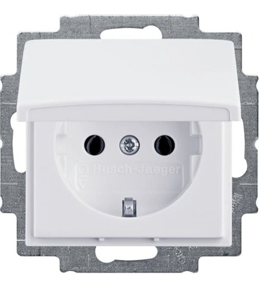 20 EUK-94-507 Dengiamosios plokštės (iš dalies su įdėklu) Apsauginis kontaktas (SCHUKO) su šarnyriniu dangteliu Alpine balta - Basic55