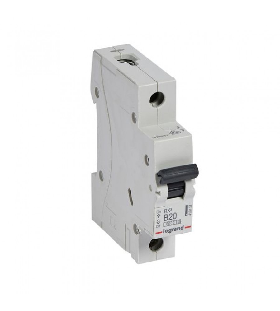 MCB RX³ 6000 - 1P - 230/400V~ - 20 A - B kreivė - šakės / šakės tipo maitinimo šynos