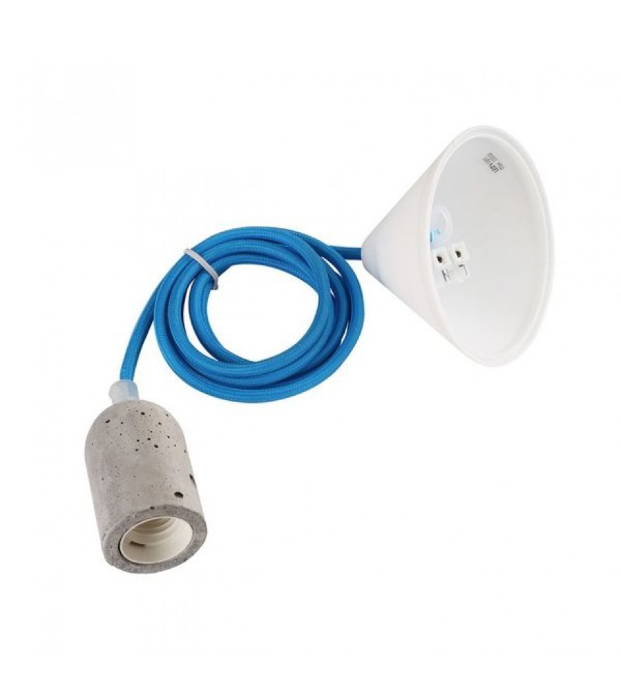 LedMaxx PLB007 E27 lemputės lizdas su tekstiliniu laidu, mėlyna