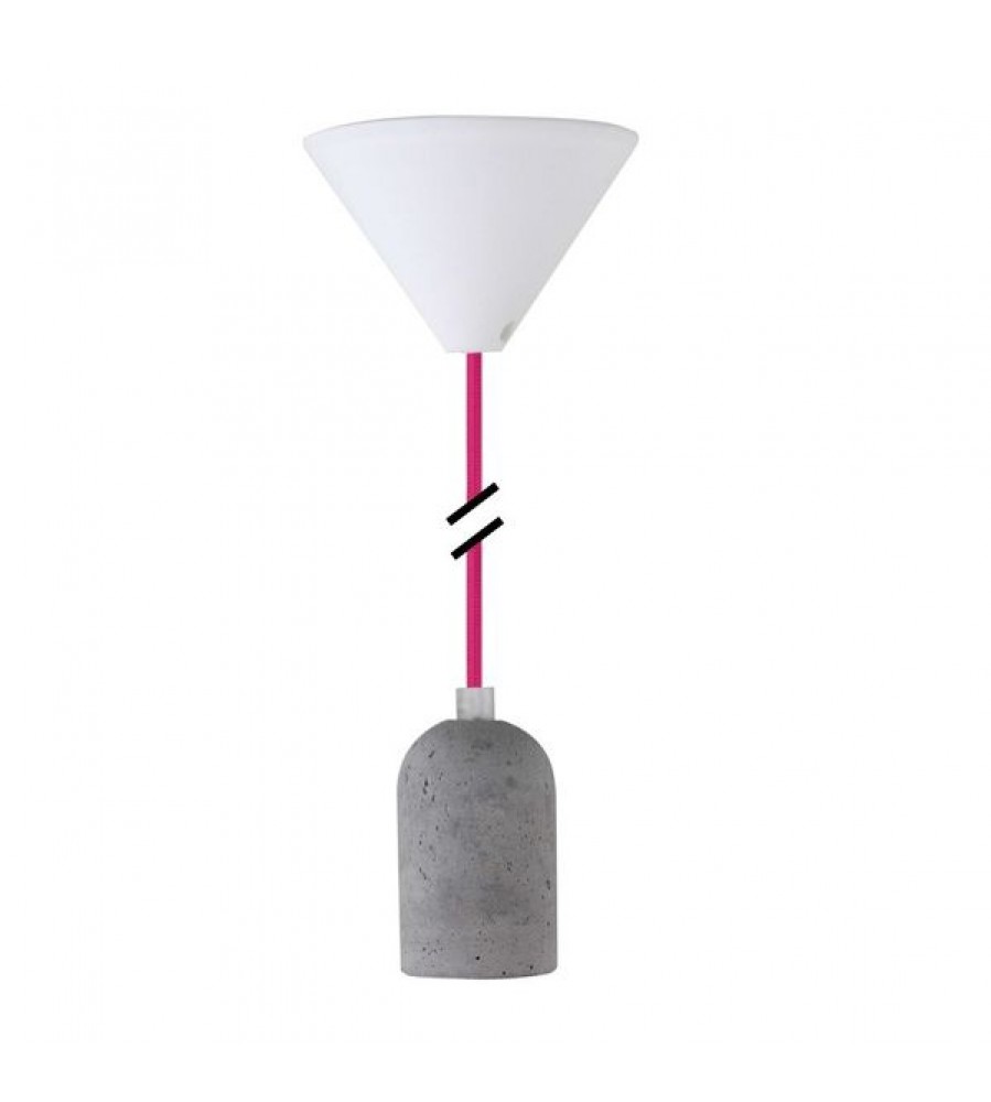 LEDmaxx PLB009 betoninis E27 lempos lizdas su tekstiliniu kabeliu, rožinis