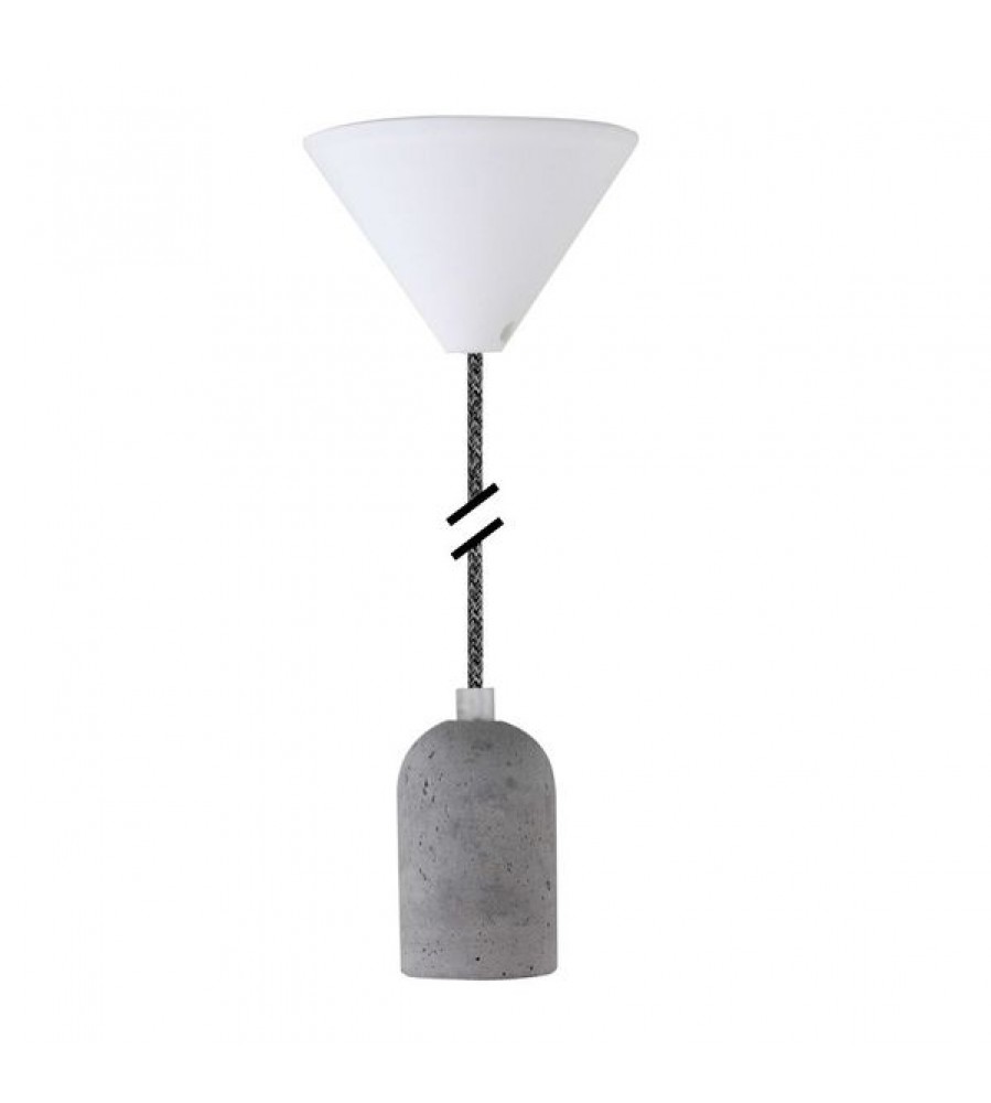 LedMaxx PLB013 E27 lemputės lizdas su tekstiliniu laidu, medvilnės pilka