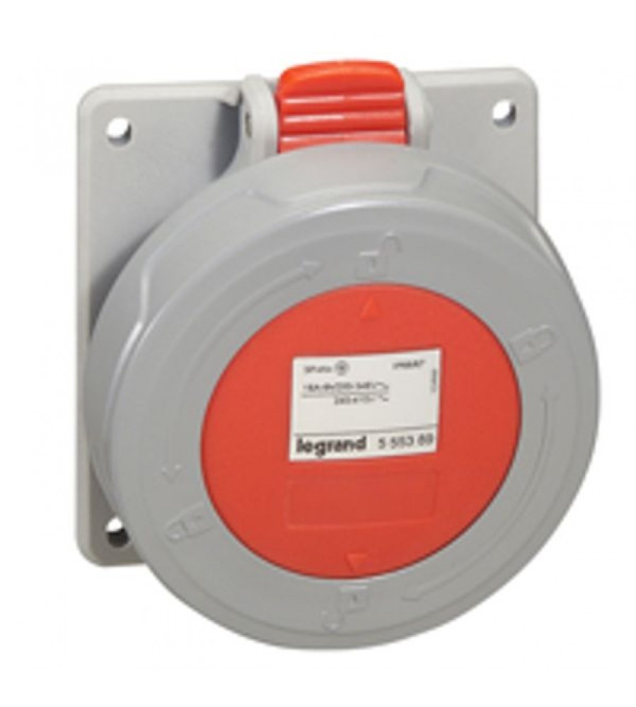 Plokštės montavimo lizdas P17 - IP66/67 - 200/250 V~ - 16 A - 2P+E