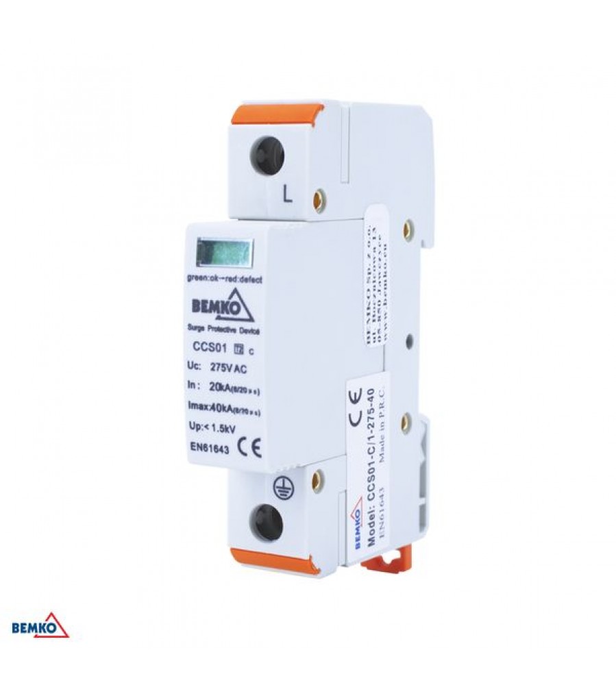 Apšvietimo apsauga 1P 25-50kA T1+T2 (B+C) CCS01-1P-B+C Bemko
