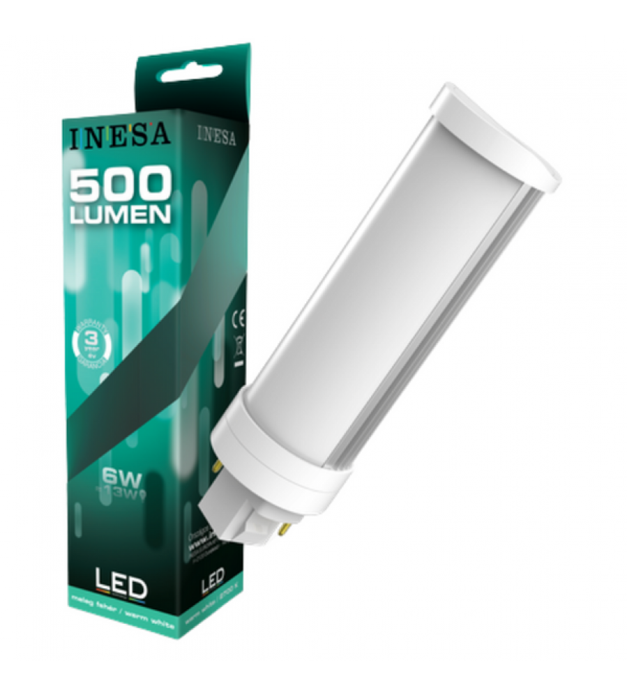LED lemputė PLCC 6W 500lm 120° 2700K G24d G2