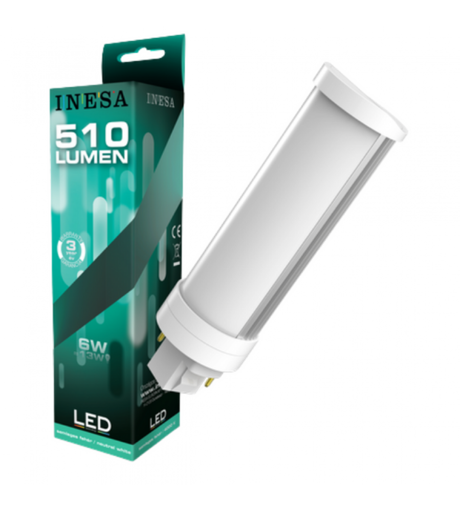 LED lemputė PLCC 6W 510lm 120° 4000K G24d G2