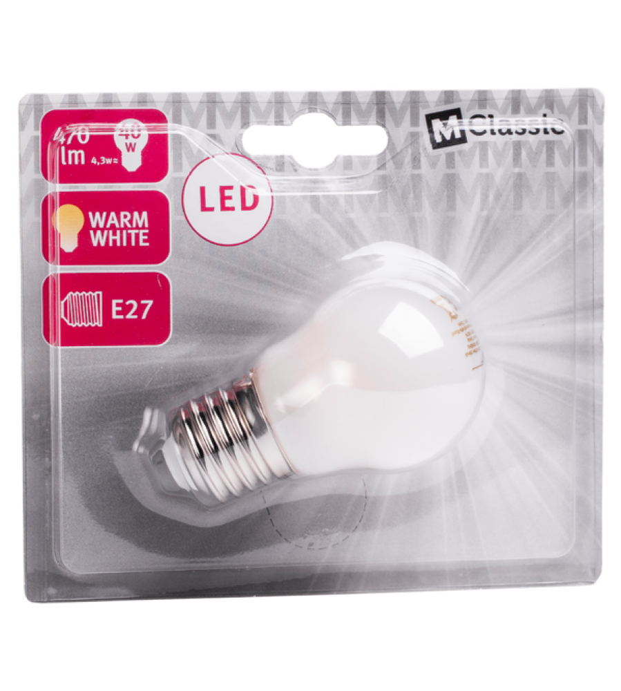 LED lemputė E27 4.3W P45 2700K 470lm FR