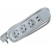 Prailginamasis laidas 1,5m 3v +2 USB 41080 EDM
