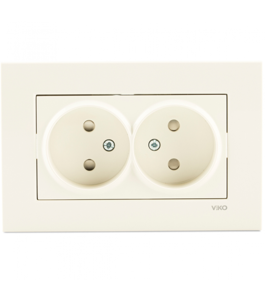 Karre Beige Two Gang Socket Vaikų apsauga