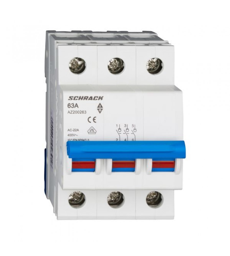 SCHRACK AMPARO AZ200263 pagrindinis apkrovos jungiklis, 3P, 63 A