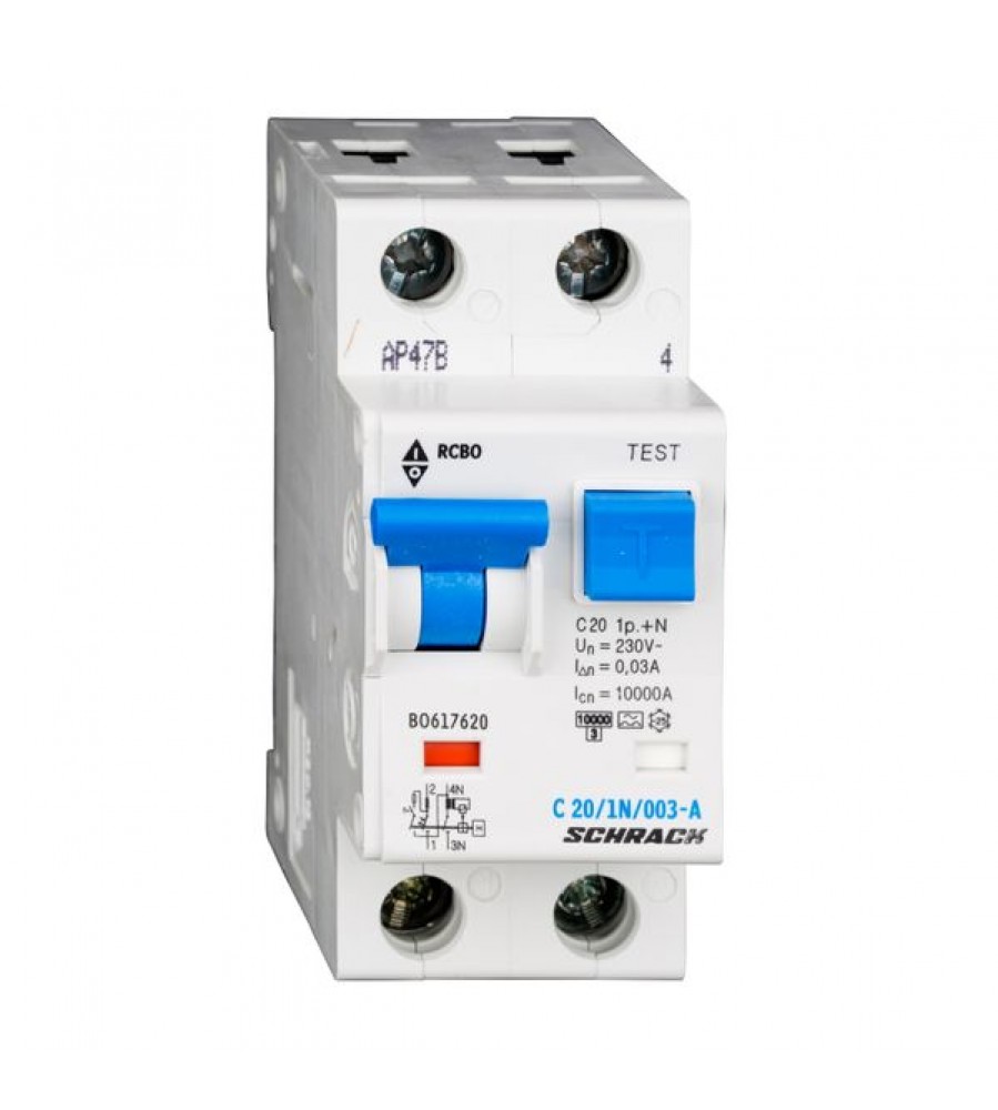 Kombinuotas MCB / RCD (RCBO) C20 / 1 + N / 30 mA / A tipas
