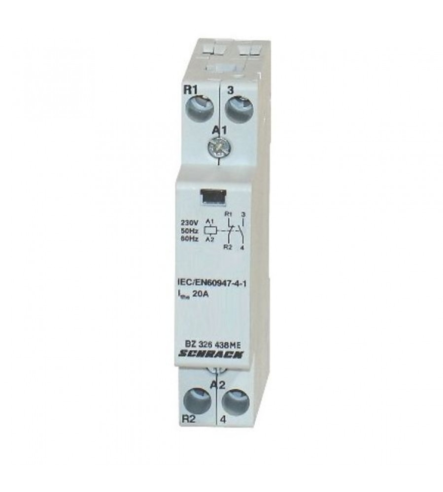 DIN bėgio kontaktorius 20A, 1 NO + 1 NC, 230VAC, 1MW, AMPARO