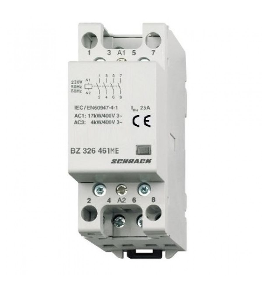 DIN bėgio kontaktorius 25A, 4 NO, 230VAC, 2MW, AMPARO