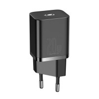 Sieninis greitas įkroviklis Super Si 20W USB-C QC3.0 PD, juodas