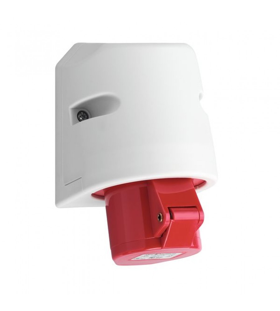 CEE sieninis lizdas, IP44, 16A, 4 polių, 400V, 6h, raudonas