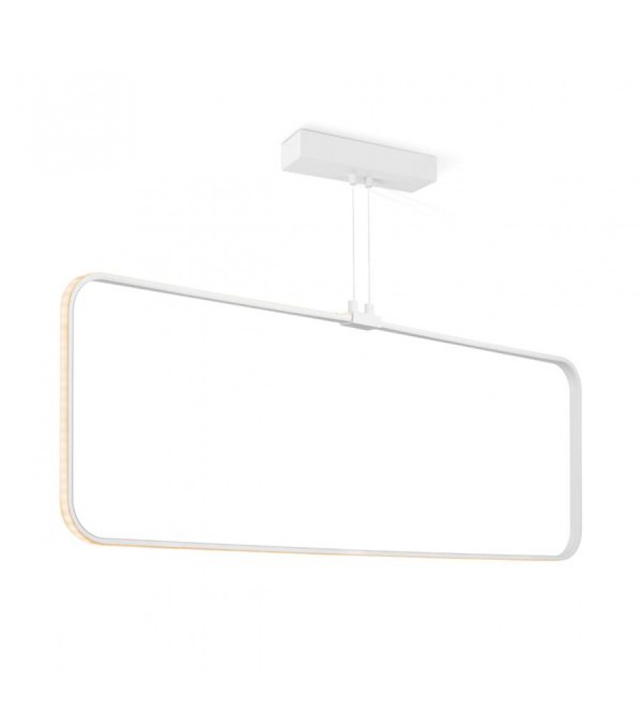 LED keturkampis pakabinamas šviestuvas ↔ 90 cm baltas