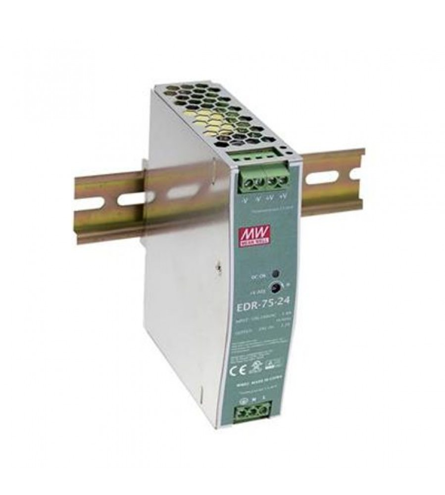 AC-DC Pramoninis DIN bėgio maitinimo šaltinis; Išėjimas 24V prie 3,2A; metalinis korpusas 75W AC-DC Pramoninis DIN bėgio maitinimo šaltinis; Išėjimas 24V prie 3,2A; metalinis korpusas 75W