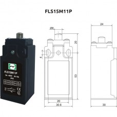 PROMFACTOR FLS15M11P65 galinės padėties jungiklis, 1NO + 1NC, IP65
