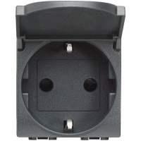 BTICINO Livinglight L4141PW kištukinis lizdas su dangteliu, 16 A, antracito spalvos