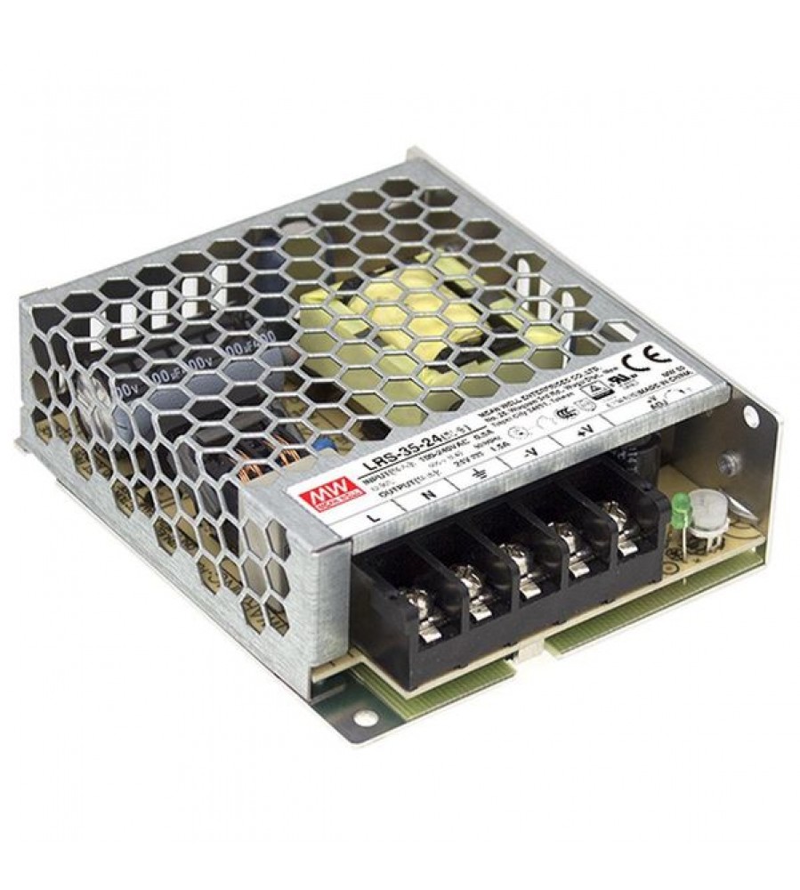 AC-DC Vieno išėjimo uždaras maitinimo šaltinis; Universalus kintamosios srovės įėjimas; Išėjimas 12Vdc prie 3A; Iki 5G vibracija; 1U žemo profilio 35W