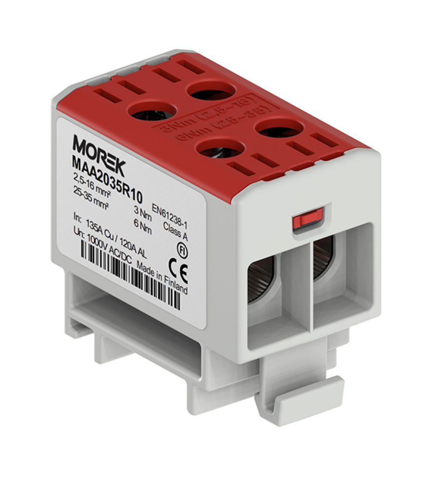 Morek OTL35-2 universalus Al/Cu gnybtas, raudonas