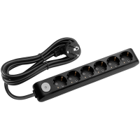 X-tendia Black Six Gang Socket Switch įžeminimo kabelis CP 3M