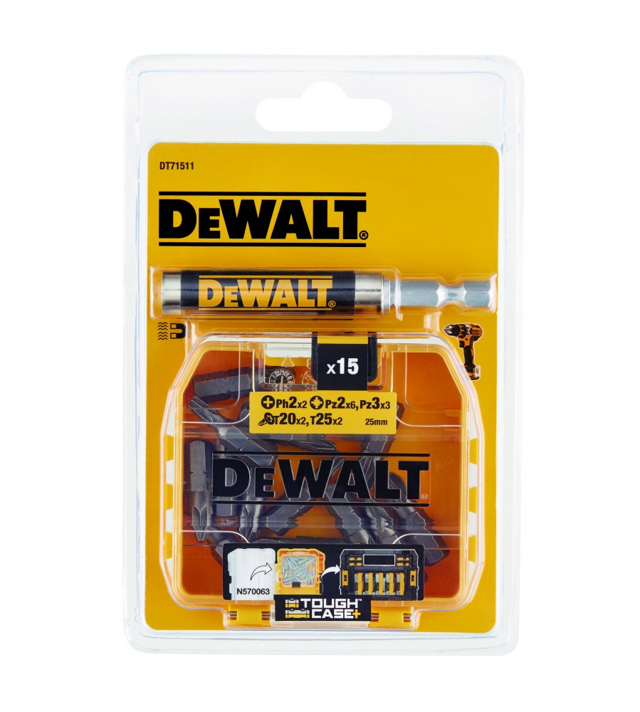 TicTac antgalių rinkinys + magnetinis laikiklis, 16 dalių, Dewalt [DT71511-QZ] 