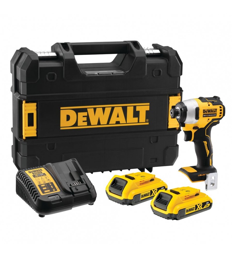 Akumuliatorinis smūginis suktuvas/atsuktuvas 1/4 colio 18 V ličio jonų akumuliatorius, 2 x 2,0 Ah, „Dewalt“ [DCF809D2T-QW]