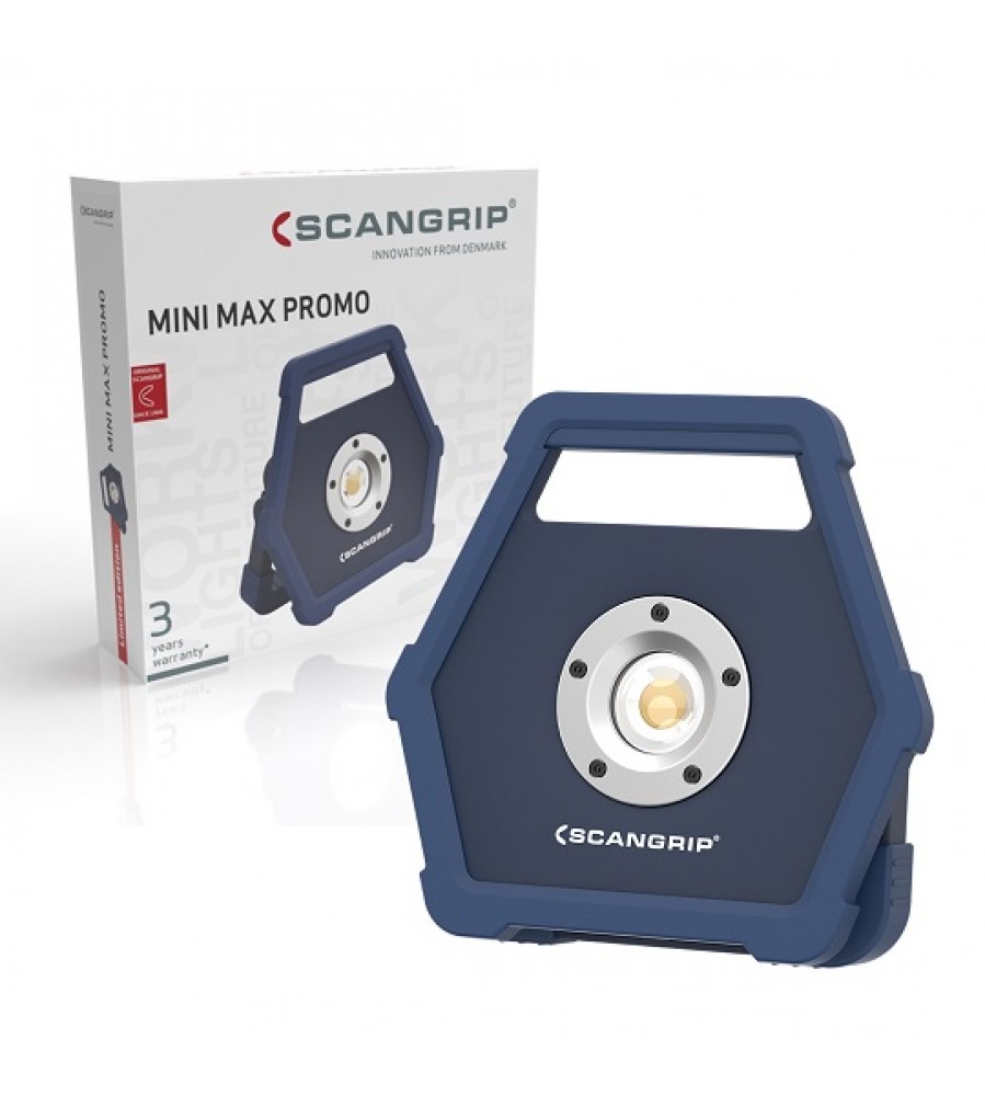 Įkraunamas COB LED darbo žibintas, 900 liumenų, USB nešiojamas akumuliatorius, MINI MAX PROMO Scangrip [49.0530] riboto leidimo