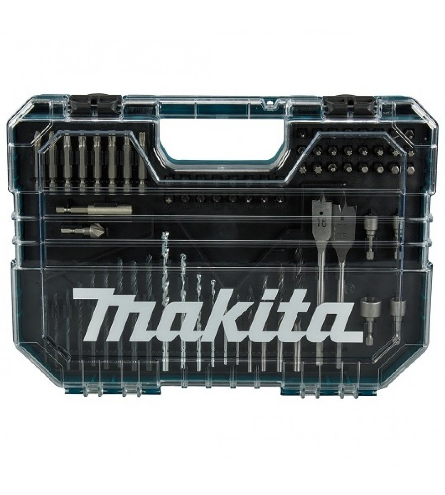75 vnt. 1/4 colio antgalių ir grąžtų rinkinys medžiui, metalui ir betonui, Makita [E-15126]