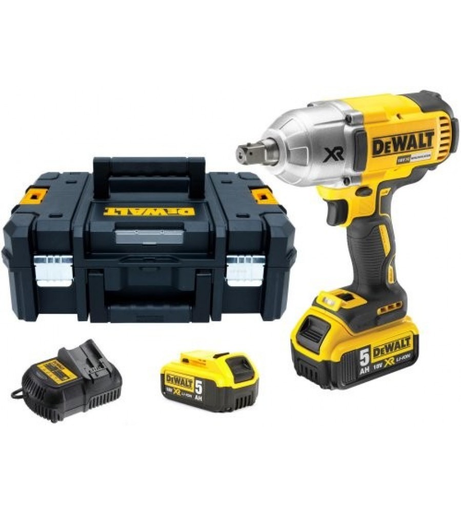Akumuliatorinis smūginis veržliasukis 1/2 colio, 950 Nm, 18 V ličio jonų akumuliatorius, 2 x 5,0 Ah, DeWALT [DCF899P2-QW]